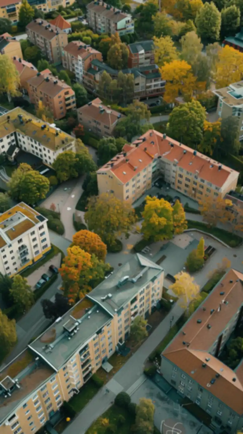 Flygbild över bostadsrättsförening